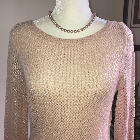 BCBG MAX AZRIA LUREX CROCHET LONG SLEEVE SWEATER - Picture 2 of 4